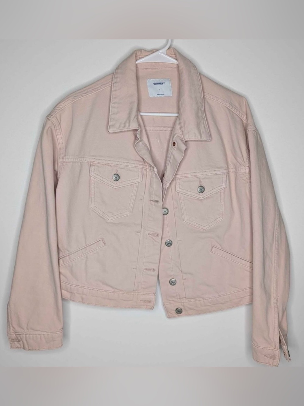 Old Navy Pale Pink Denim Jacket with Western Motif - Picture 1 of 3